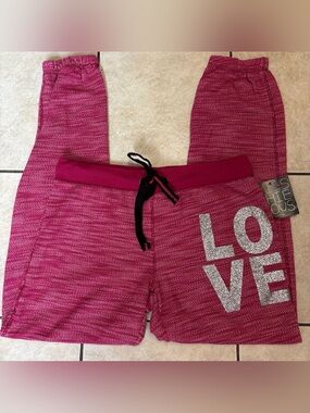 Y2K NWT Miss Chevous Pink Glitter LOVE Sweatpants 💕